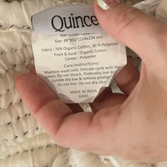 NWT Queen Organic Cotton Channel Stitch Coverlet in Undyed - Picture 7 of 7